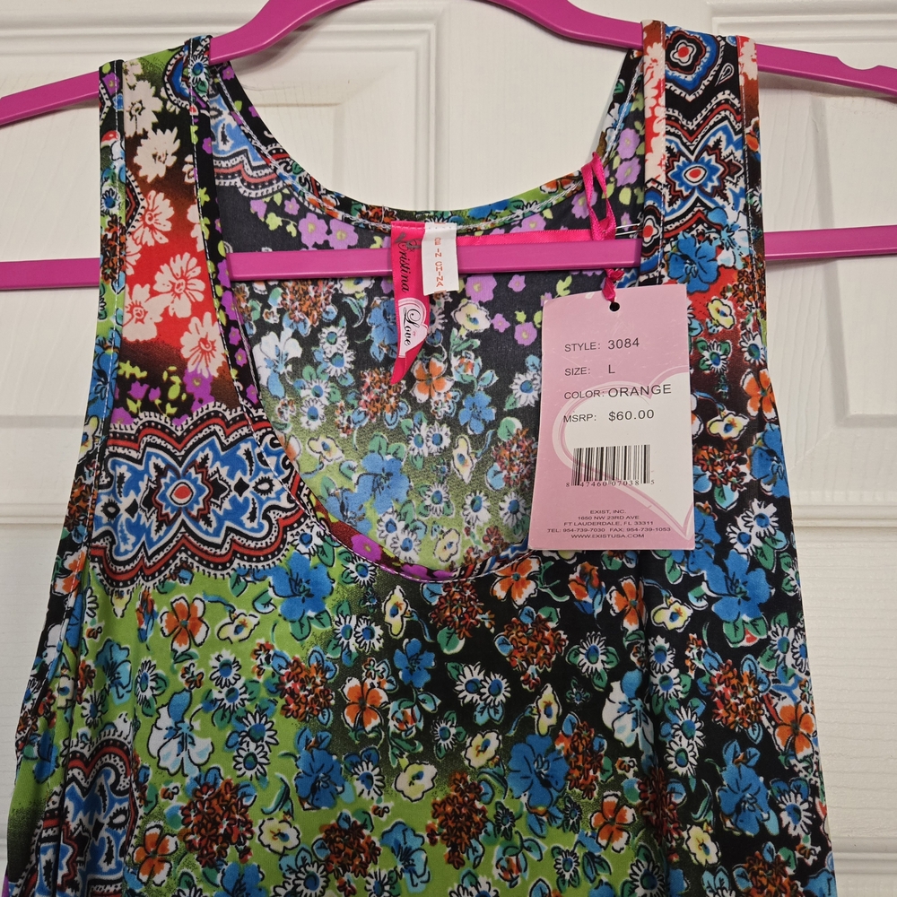 Cristinalove Vibrant Multicolor Floral Racerback Maxi Dress